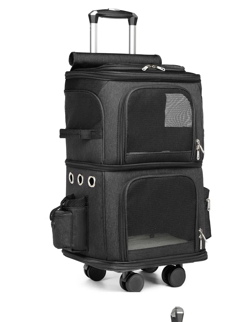 2-In-1 Rolling Pet Carrier Double Compartment Foldable Cat Stroller Large Breathable Travel Carrier For 2 Cats, Airline Approved 2-In-1 Rolling Pet Carrier Double Compartment Foldable Cat Stroller Large Breathable Travel Carrier For 2 Cats, Airline Approved - Image 31