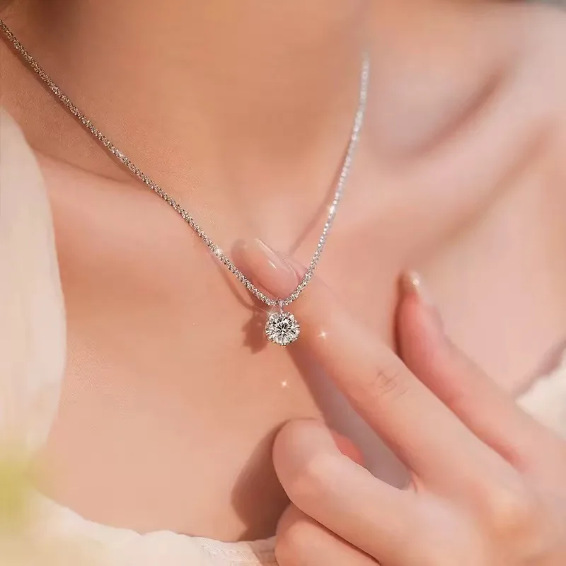 Halskette Aus 925Er-Sterlingsilber, Zirkon-Anhänger, Funkelnde Halskette, Schlüsselbeinkette, Damen-Party-Schmuck, Geschenk Halskette Aus 925Er-Sterlingsilber, Zirkon-Anhänger, Funkelnde Halskette, Schlüsselbeinkette, Damen-Party-Schmuck, Geschenk - Image 3