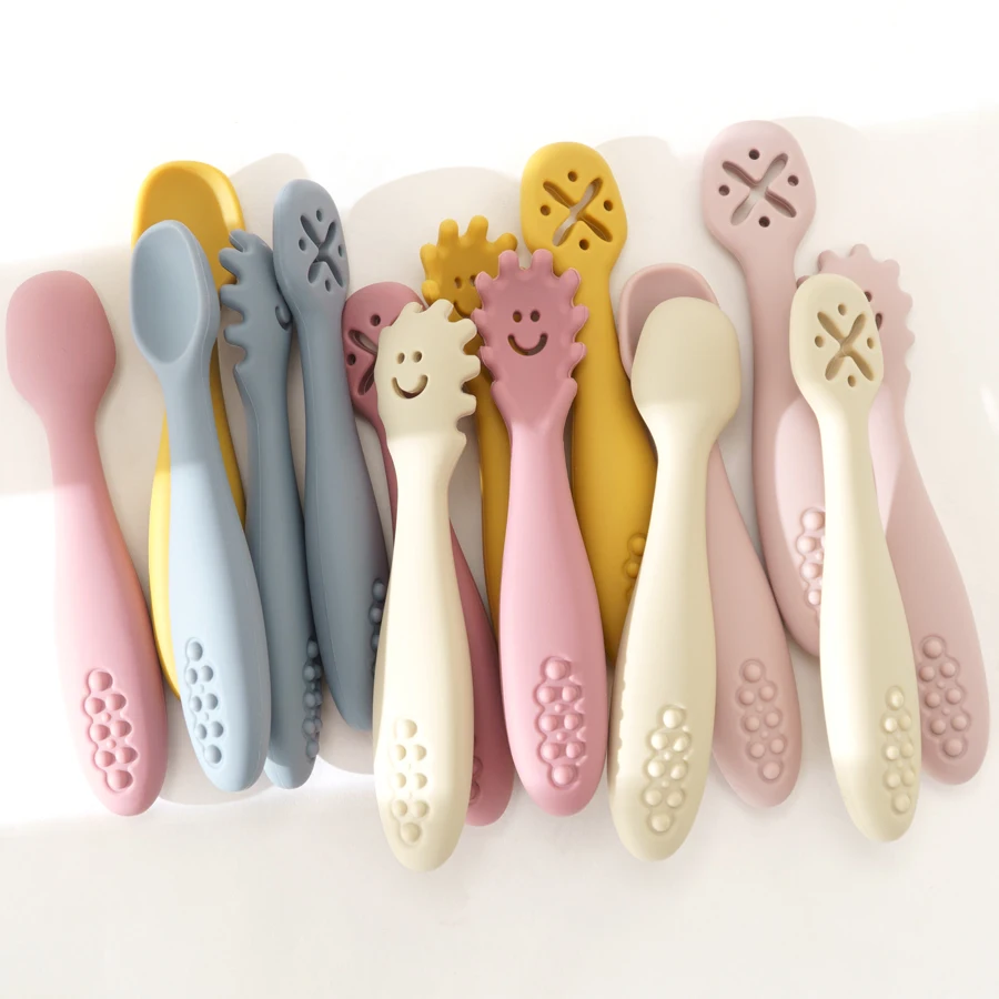 3Pcs Silicone Spoon Fork For Baby Utensils Set Feeding Food Toddler Learn To Eat Training Soft Fork Cutlery Children'S Tableware 3Pcs Silicone Spoon Fork For Baby Utensils Set Feeding Food Toddler Learn To Eat Training Soft Fork Cutlery Children'S Tableware - Image 2