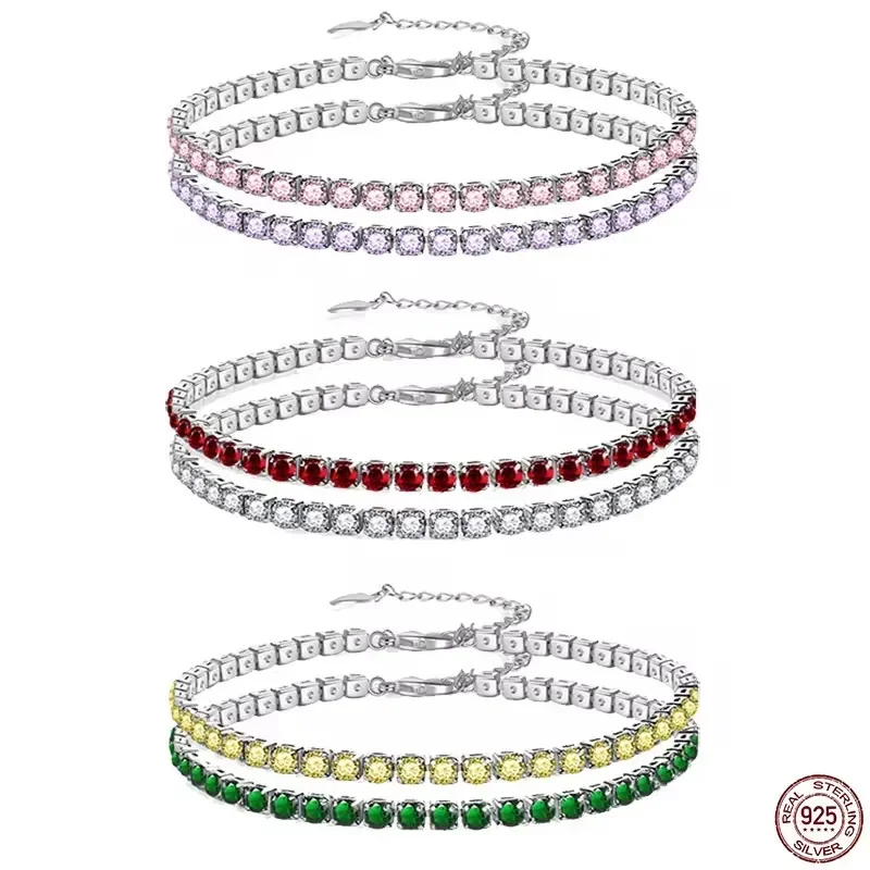 Neues Funkelndes Modisches Damen-Tennis-Zirkon-Armband Aus 925Er Sterlingsilber, Originelles Leichtes Luxus-Armband, Hochzeitsschmuck, Geschenk Neues Funkelndes Modisches Damen-Tennis-Zirkon-Armband Aus 925Er Sterlingsilber, Originelles Leichtes Luxus-Armband, Hochzeitsschmuck, Geschenk