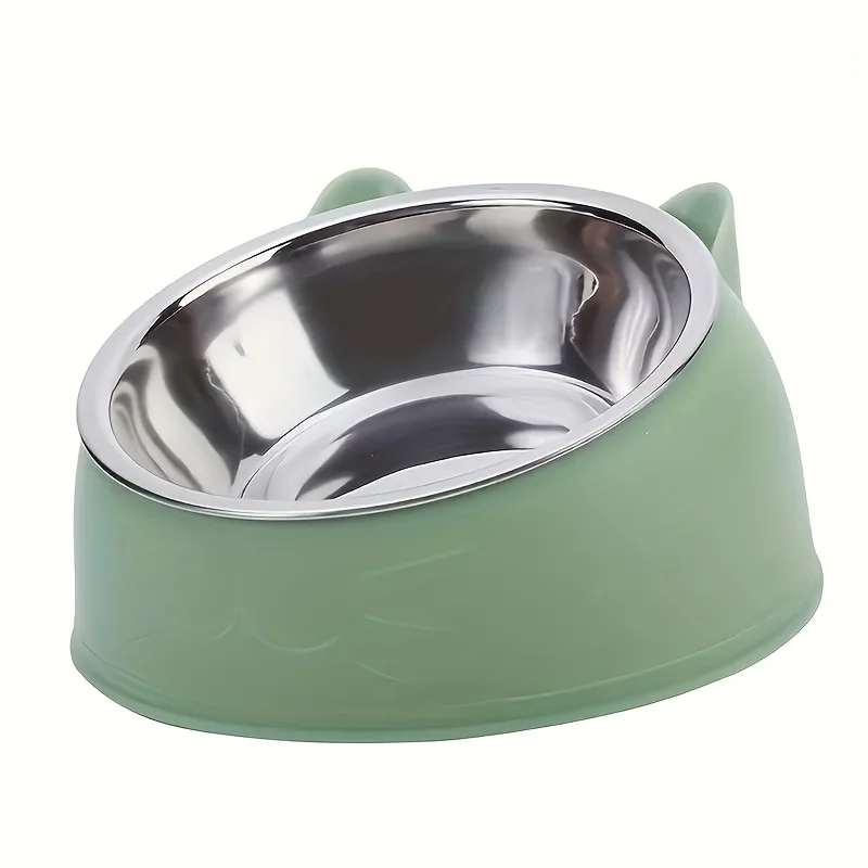 1Pc Elevated Stainless Steel Cat Bowl, Inclined Food &Amp; Water Dish With Cute Ear Stand, Neck Protection Design For Cats 1Pc Elevated Stainless Steel Cat Bowl, Inclined Food &Amp; Water Dish With Cute Ear Stand, Neck Protection Design For Cats - Image 9