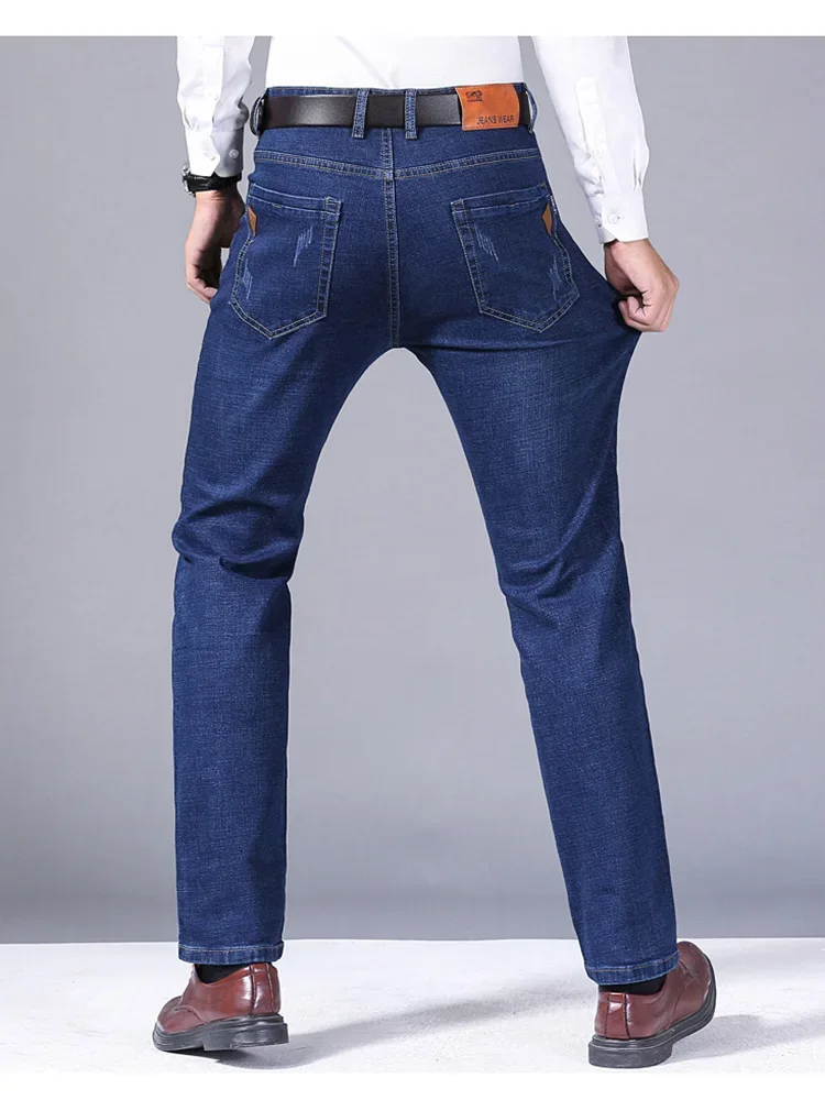 Männer Mode Gerade Jeans Männer 2025, Neue Stretch Slim Fit Hosen Bequeme Weiche Business Denim Hosen Männliche Marke Kleidung Männer Mode Gerade Jeans Männer 2025, Neue Stretch Slim Fit Hosen Bequeme Weiche Business Denim Hosen Männliche Marke Kleidung - Image 6