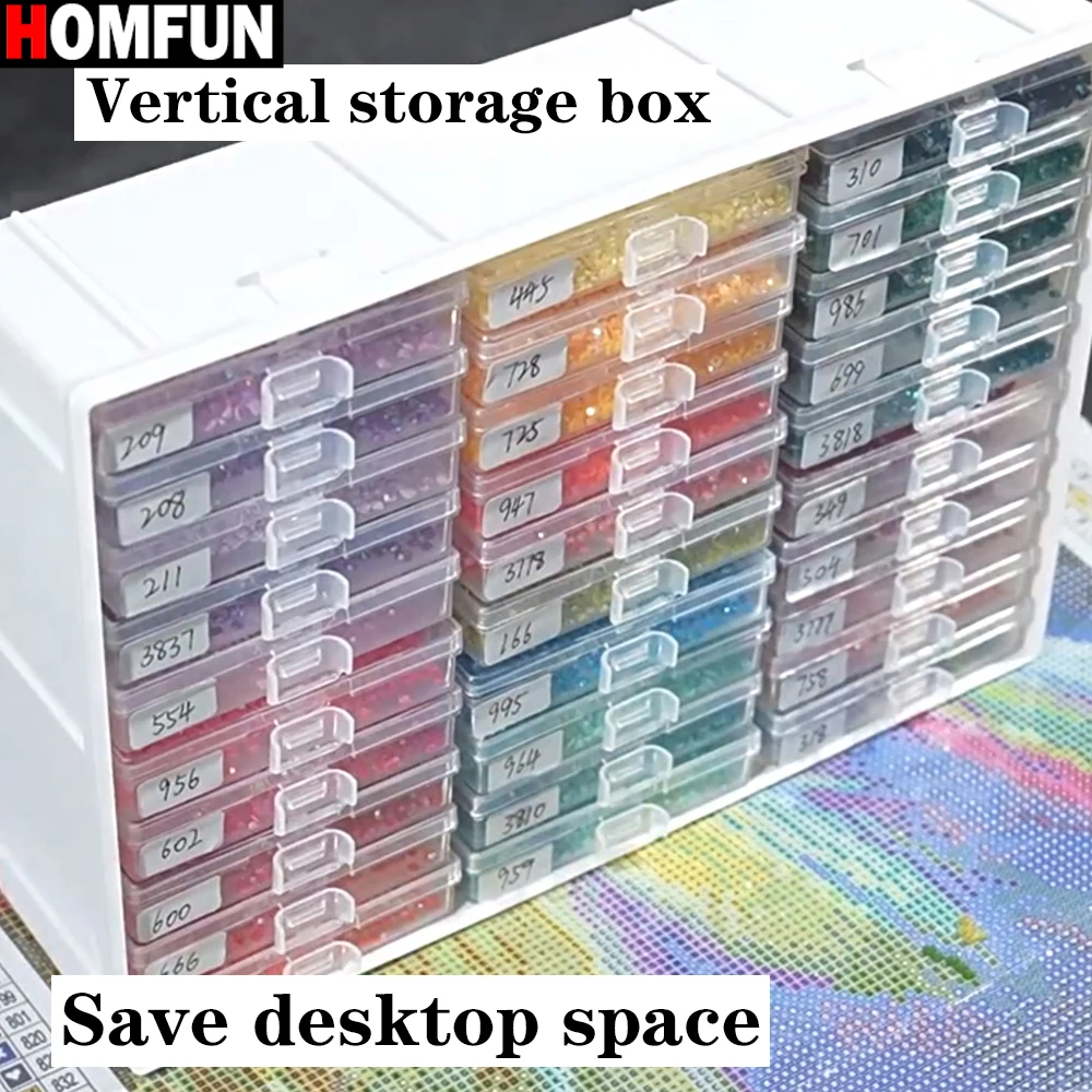 Homfun Diamant-Malerei-Tablett, Aufbewahrungsbox Mit Deckel, 5D-Stickerei, Punktbohrer, Zubehör, Werkzeuge, Perlen, Gebogene Schloss-Schnallenplatten Homfun Diamant-Malerei-Tablett, Aufbewahrungsbox Mit Deckel, 5D-Stickerei, Punktbohrer, Zubehör, Werkzeuge, Perlen, Gebogene Schloss-Schnallenplatten