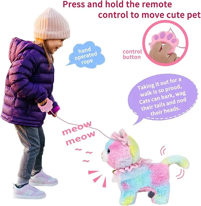 Interaktive Lebensechte Laufende Spielzeugkatze Für Kinder, Berührungs- Und Sprachgesteuerte Fernbedienung Mit Leine, Schwanzwedelnd, Geburtstags- Und Weihnachtsgeschenk Interaktive Lebensechte Laufende Spielzeugkatze Für Kinder, Berührungs- Und Sprachgesteuerte Fernbedienung Mit Leine, Schwanzwedelnd, Geburtstags- Und Weihnachtsgeschenk - Image 6