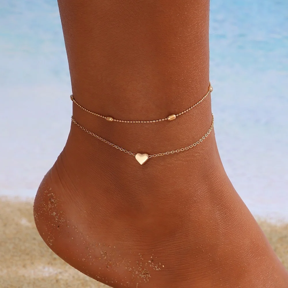 3-Teiliges Fußkettchen-Set Mit Funkelnder Kette Für Damen, Zirkon-Herz, Mehrschichtiges Kupfer-Armband Am Bein Und Fuß, Trendiger Sommer-Strand-Schmuck, Geschenk 3-Teiliges Fußkettchen-Set Mit Funkelnder Kette Für Damen, Zirkon-Herz, Mehrschichtiges Kupfer-Armband Am Bein Und Fuß, Trendiger Sommer-Strand-Schmuck, Geschenk - Image 13