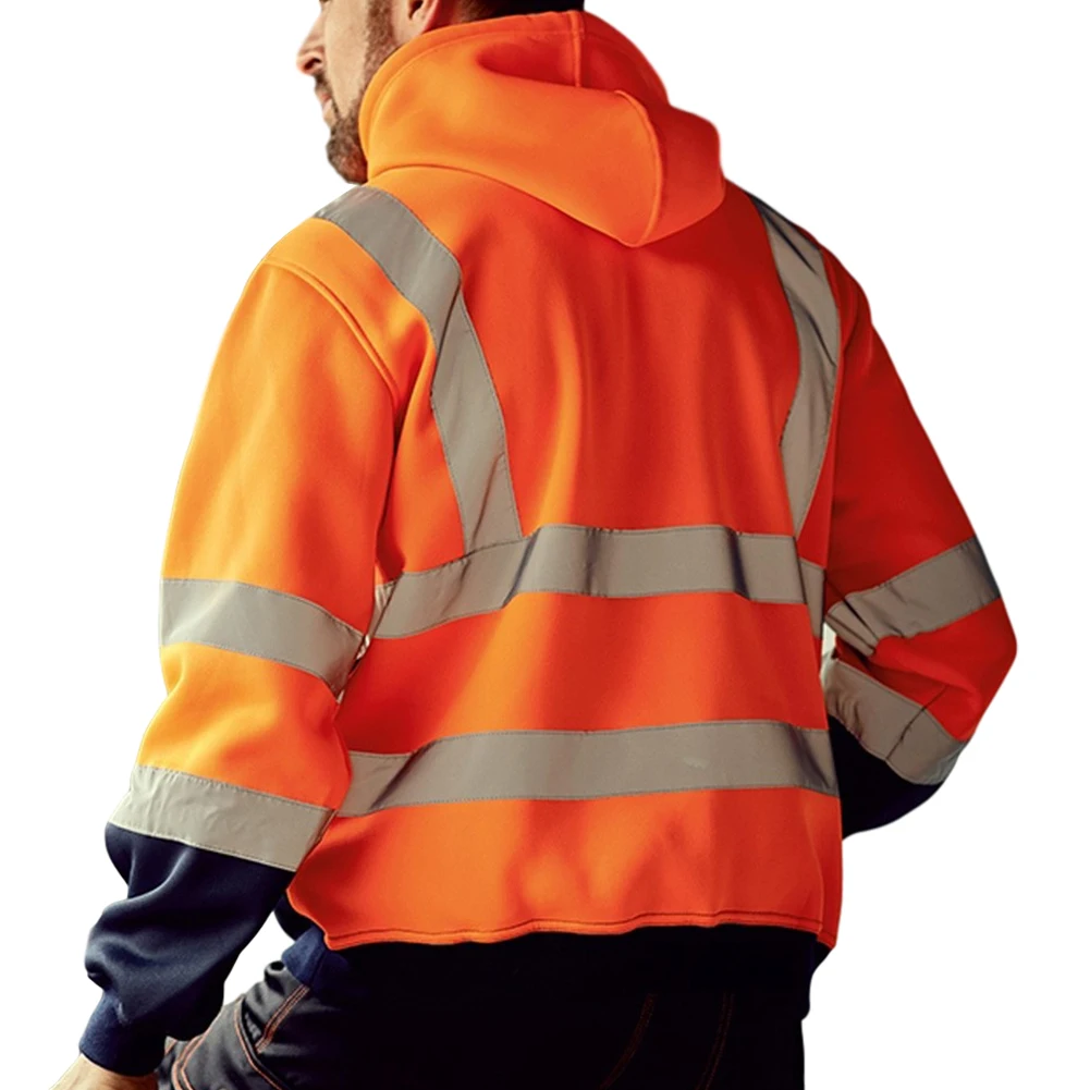 Herren-Oberteile Mit Kapuze Und Reißverschluss, Modisches, Gut Sichtbares, Reflektierendes Sweatshirt Für Herren, Bomberjacke, Seitentaschen, Atmungsaktive Mantel-Oberteile Herren-Oberteile Mit Kapuze Und Reißverschluss, Modisches, Gut Sichtbares, Reflektierendes Sweatshirt Für Herren, Bomberjacke, Seitentaschen, Atmungsaktive Mantel-Oberteile - Image 3