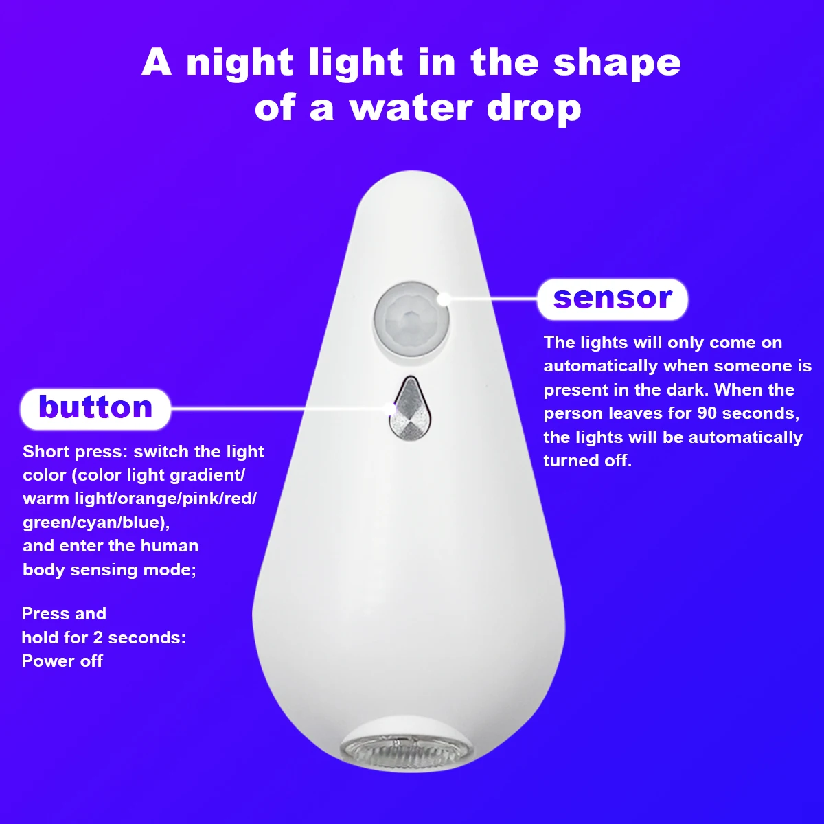 Rgb Smart Motion Sensor Nachtlicht, Toilettensitzlichter, Usb Wiederaufladbare 8-Farben-Lampe Für Sommerkorridor Wc Camping Home Decor Rgb Smart Motion Sensor Nachtlicht, Toilettensitzlichter, Usb Wiederaufladbare 8-Farben-Lampe Für Sommerkorridor Wc Camping Home Decor - Image 4