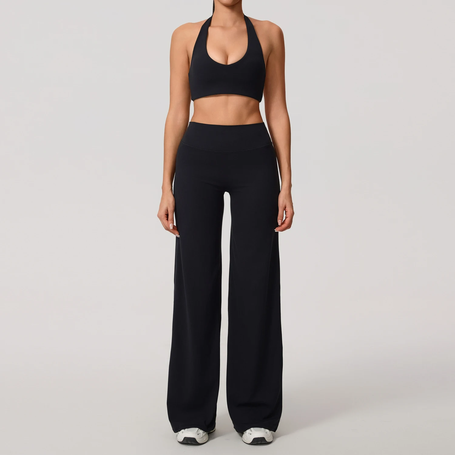 Sommer 2-Teiliges Damen Schnelltrocknendes Sportset U-Ausschnitt Sport-Bh Ärmelloses Yoga-Top Zweiteiliges Fitness-Workout-Set Mit Schlaghose Sommer 2-Teiliges Damen Schnelltrocknendes Sportset U-Ausschnitt Sport-Bh Ärmelloses Yoga-Top Zweiteiliges Fitness-Workout-Set Mit Schlaghose - Image 2
