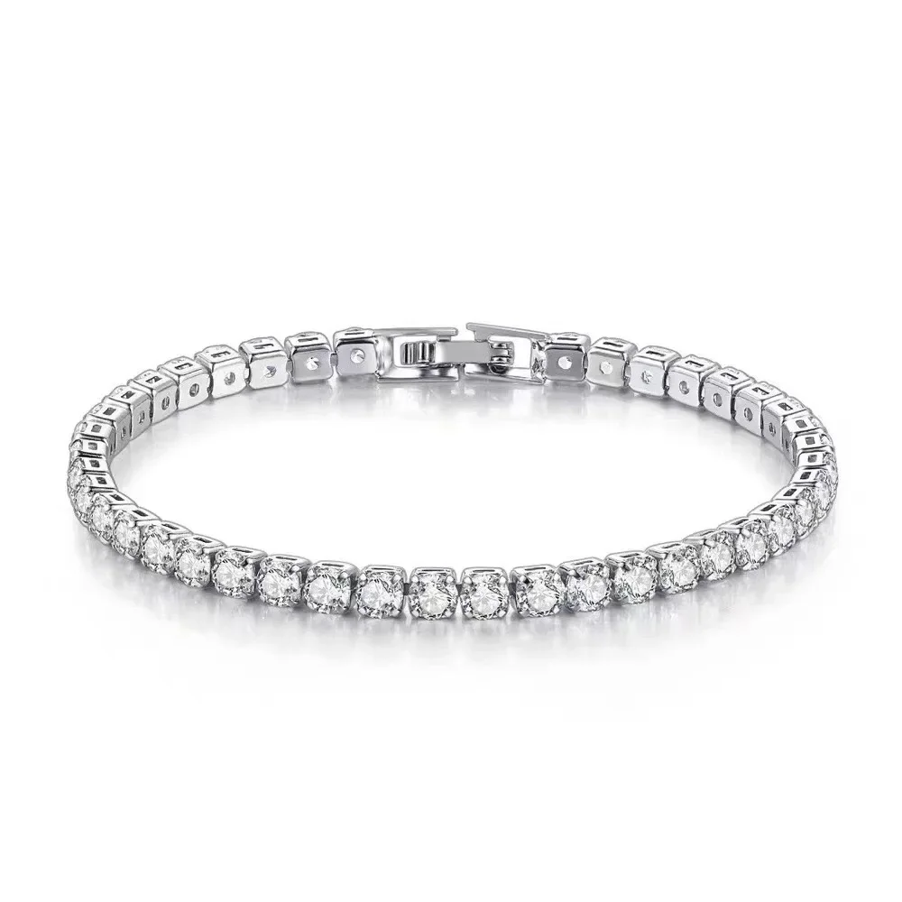 S925 Sterling Silber Armband Zirkonia Tennis Ball Frauen Mode Einfache Verlobung Hochzeit Charme Schmuck 4Mm 16-20 Cm S925 Sterling Silber Armband Zirkonia Tennis Ball Frauen Mode Einfache Verlobung Hochzeit Charme Schmuck 4Mm 16-20 Cm - Image 7