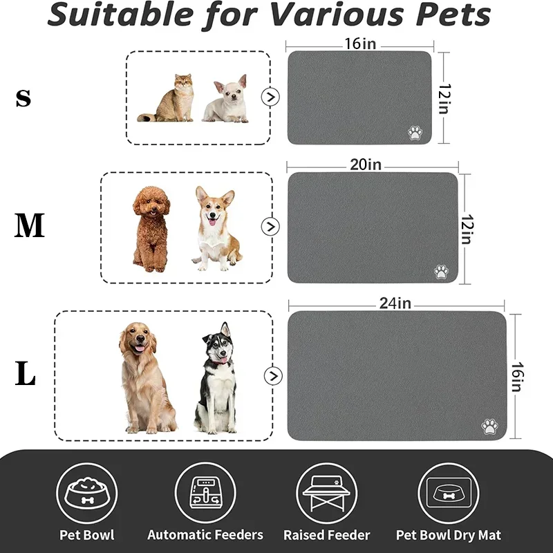 Pet Feeding Mat Absorbent Dog Cat Mat For Food And Water Easy To Clean Pet Placemats Quick Dry Dog Mat For Messy Drinkers Pet Feeding Mat Absorbent Dog Cat Mat For Food And Water Easy To Clean Pet Placemats Quick Dry Dog Mat For Messy Drinkers - Image 4