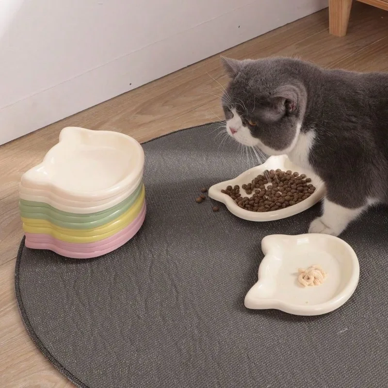 Home Pet Cat Bowl - Plastic Food Dish For Kittens Low-Profile Bowl For Canned Snacks Freeze-Dried Non-Slip Cat Feeding Plate Home Pet Cat Bowl - Plastic Food Dish For Kittens Low-Profile Bowl For Canned Snacks Freeze-Dried Non-Slip Cat Feeding Plate - Image 2