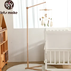 Mobiler Holzkrippehalter für Babybett, freistehende Glockenhalterung mit Rasseln, sichere, robuste Kinderzimmerdekoration für Neugeborene von 0–12 Monaten