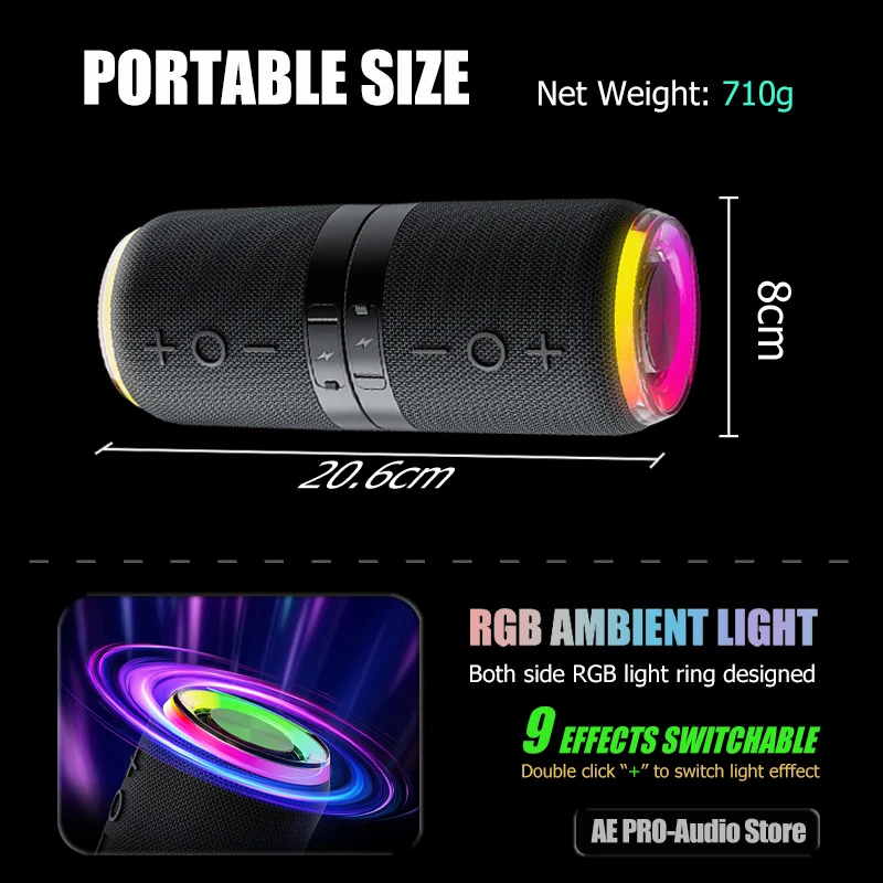 Tragbarer Bluetooth Lautsprecher – Tws Stereo Dual-Speaker Mit Kraftvollem Bass, Wasserdichtem Design Und Kabelloser Outdoor-Musik Tragbarer Bluetooth Lautsprecher – Tws Stereo Dual-Speaker Mit Kraftvollem Bass, Wasserdichtem Design Und Kabelloser Outdoor-Musik - Image 6