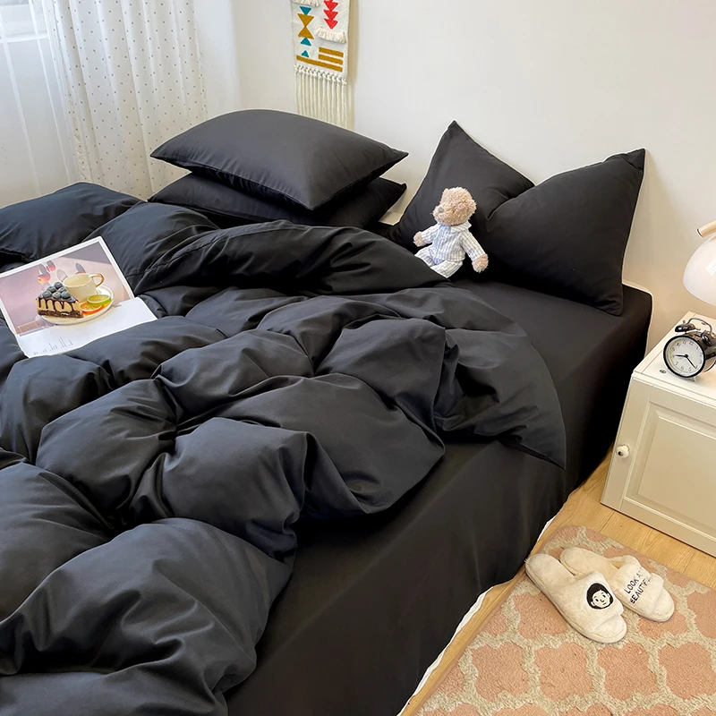 3-Piece Set Of Solid-Color Down Duvet Cover, Bedding Set (1 Duvet Cover +2 Pillowcases, Without Core), Soft And Comfortable 3-Piece Set Of Solid-Color Down Duvet Cover, Bedding Set (1 Duvet Cover +2 Pillowcases, Without Core), Soft And Comfortable