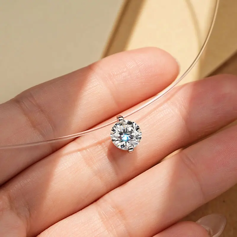 5 Mm 6,5 Mm 8 Mm Moissanit-Anhänger 925Er Silber Solitär-Halskette Für Frauen Unsichtbare Fischlinie Kette Schmuck Valentinstagsgeschenk 2025 5 Mm 6,5 Mm 8 Mm Moissanit-Anhänger 925Er Silber Solitär-Halskette Für Frauen Unsichtbare Fischlinie Kette Schmuck Valentinstagsgeschenk 2025 - Image 4