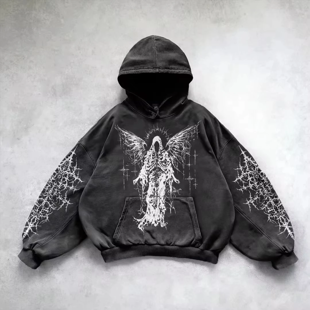 Retro Gothic Grafik Druck Hip Hop Hoodie Für Männer Y2K Grunge Punk Casual Lose Pullover Frauen Streetwear Sweatshirt Hoodies Retro Gothic Grafik Druck Hip Hop Hoodie Für Männer Y2K Grunge Punk Casual Lose Pullover Frauen Streetwear Sweatshirt Hoodies - Image 2