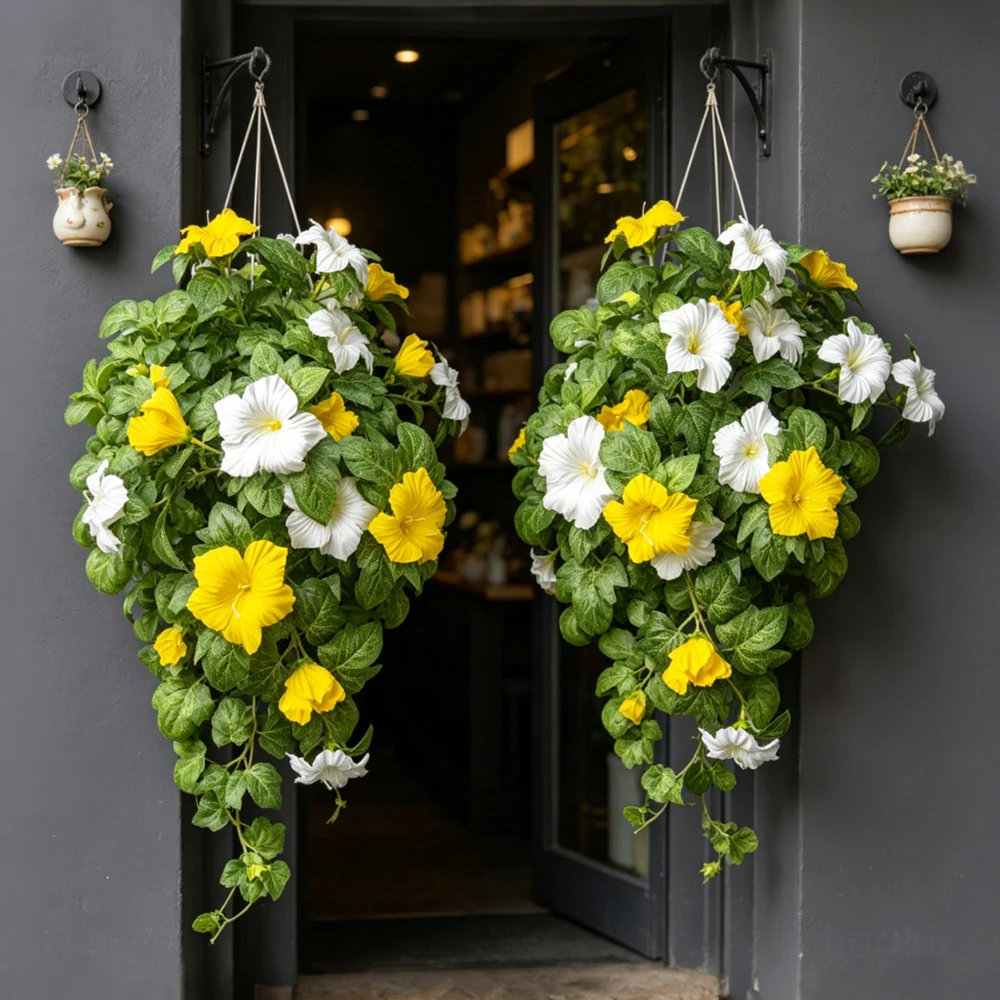 40-48Cm Künstliche Blumenranken, Künstliche Petunienblüten, Seiden-Begonienblätter, Hängepflanze Für Die Heimdekoration 40-48Cm Künstliche Blumenranken, Künstliche Petunienblüten, Seiden-Begonienblätter, Hängepflanze Für Die Heimdekoration - Image 3