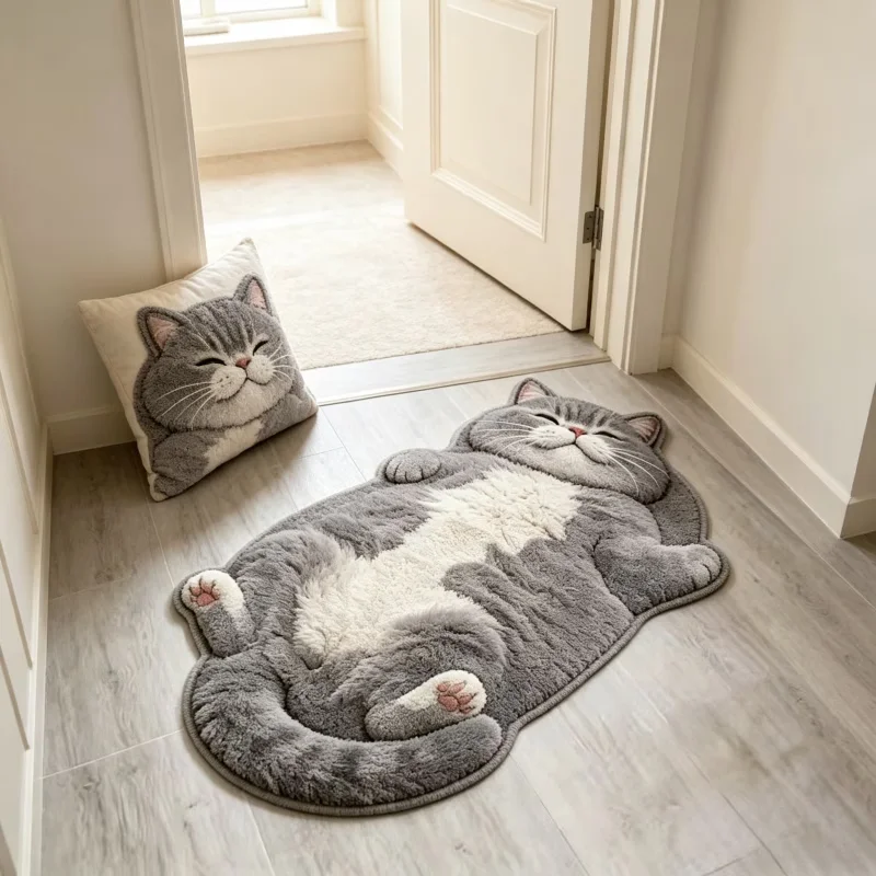 Niedlicher Katzenförmiger Teppich Stilvoller Einzigartiger Wohndekor-Teppich Für Wohnzimmer Cartoon-Schlafzimmer Bettvorleger Weicher Plüsch-Bodenmatte Niedlicher Katzenförmiger Teppich Stilvoller Einzigartiger Wohndekor-Teppich Für Wohnzimmer Cartoon-Schlafzimmer Bettvorleger Weicher Plüsch-Bodenmatte - Image 2