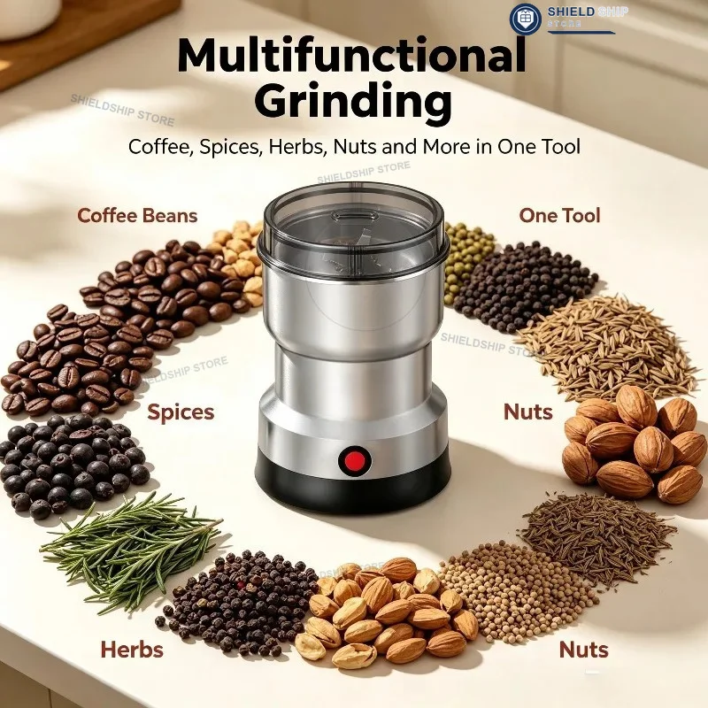 Leistungsstarke Elektrische Kaffeemühle, Küchenmühle Für Getreide, Nüsse, Bohnen, Gewürze, Multifunktionale Haushaltskaffeemühle Leistungsstarke Elektrische Kaffeemühle, Küchenmühle Für Getreide, Nüsse, Bohnen, Gewürze, Multifunktionale Haushaltskaffeemühle