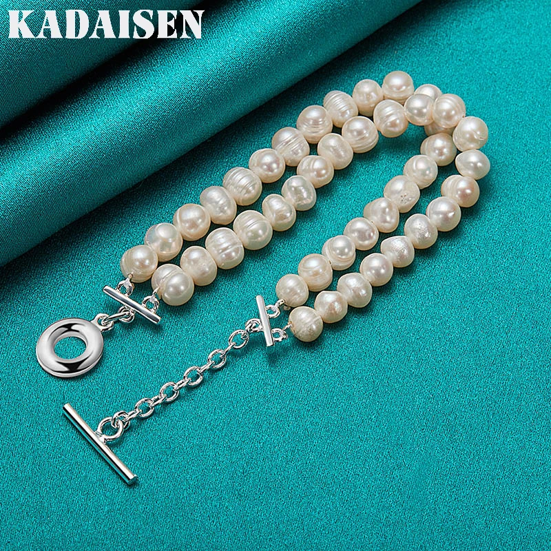 925 Sterling Silber Natürliche Süßwasserperlen-Kette 20Cm Armband Für Damen Hochzeit Verlobung Mode Charm Schmuck 925 Sterling Silber Natürliche Süßwasserperlen-Kette 20Cm Armband Für Damen Hochzeit Verlobung Mode Charm Schmuck - Image 2
