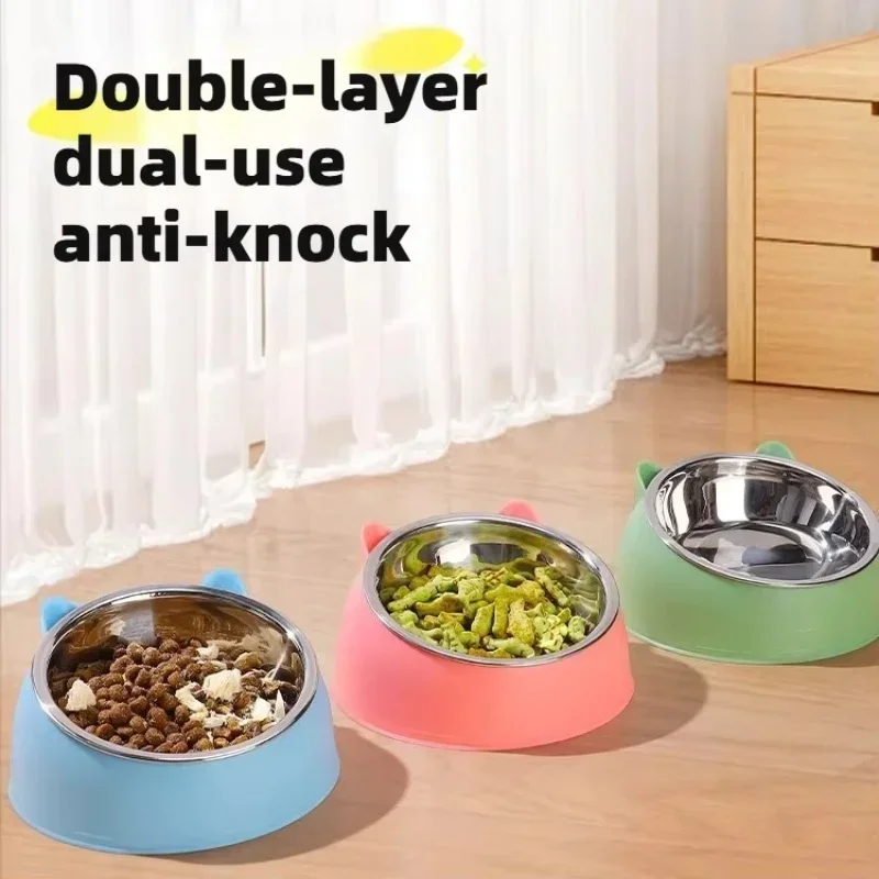 Edelstahl-Katzenfutternapf Mit Rutschfester Basis Niedliches Katzenohren-Design Erhöhter Futter- Und Wassernapf Für Hund Kätzchen Welpen Sicher Langlebig Edelstahl-Katzenfutternapf Mit Rutschfester Basis Niedliches Katzenohren-Design Erhöhter Futter- Und Wassernapf Für Hund Kätzchen Welpen Sicher Langlebig