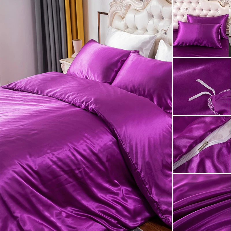 Bedding Duvet Cover Set Soft Silky Textured Comforter Cover With Corner Ties And Zipper Closure, Envelop Pillowcase Bedding Duvet Cover Set Soft Silky Textured Comforter Cover With Corner Ties And Zipper Closure, Envelop Pillowcase - Image 5