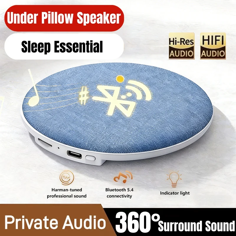 Kabelloser Kissen-Lautsprecher Mit Bluetooth 5.4 – 360° Surround-Sound, Hifi-Stereo &Amp; Schlafhilfe Für Ungestörten Privaten Audiogenuss Kissenlautsprecher