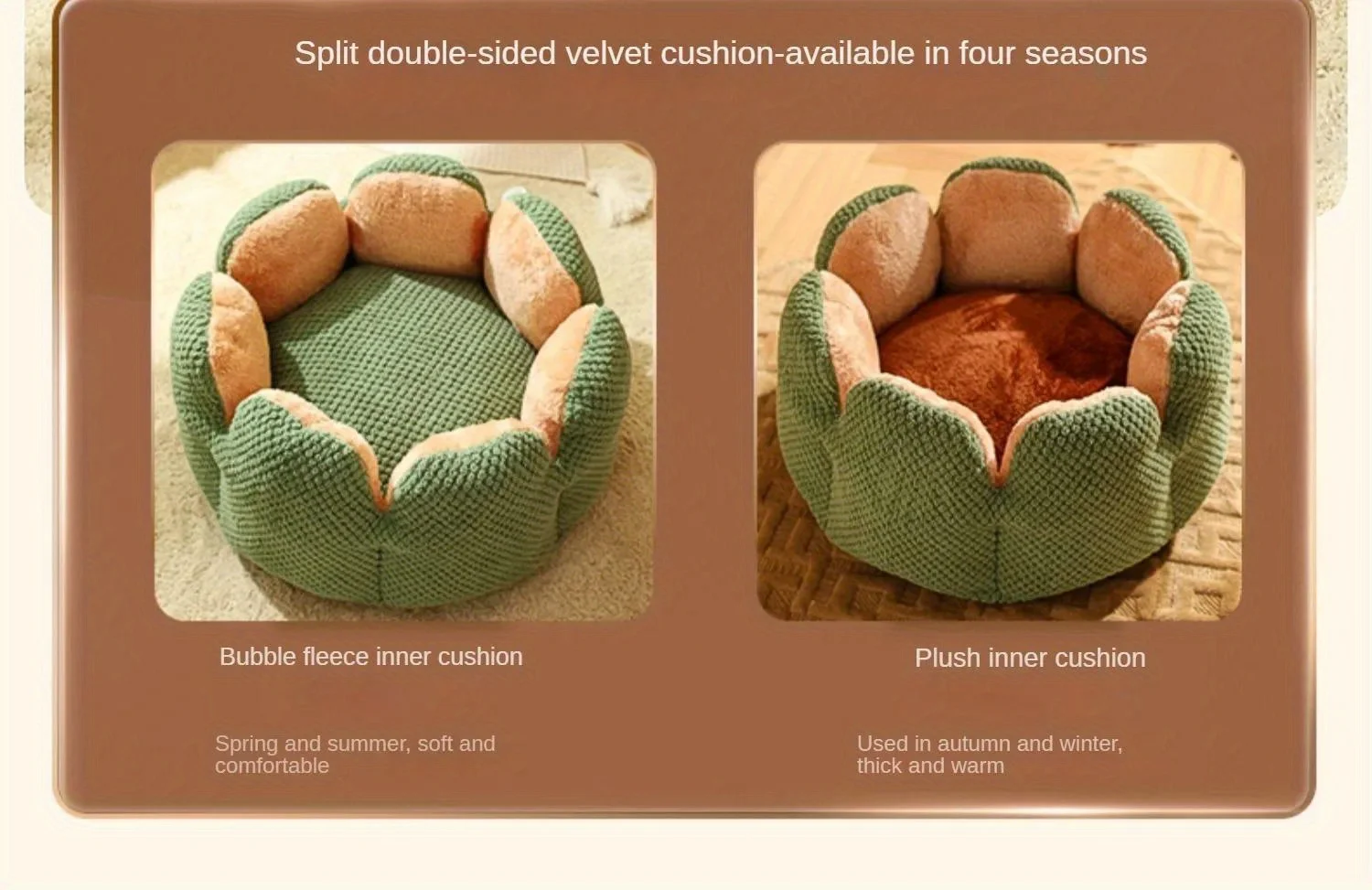 Petal Shaped Pet Bed, Plush Round Dog &Amp; Cat Cushion Mat With Knitted Texture, Ultra Soft Warm Nest For Kittens Puppies In Winter Petal Shaped Pet Bed, Plush Round Dog &Amp; Cat Cushion Mat With Knitted Texture, Ultra Soft Warm Nest For Kittens Puppies In Winter - Image 21