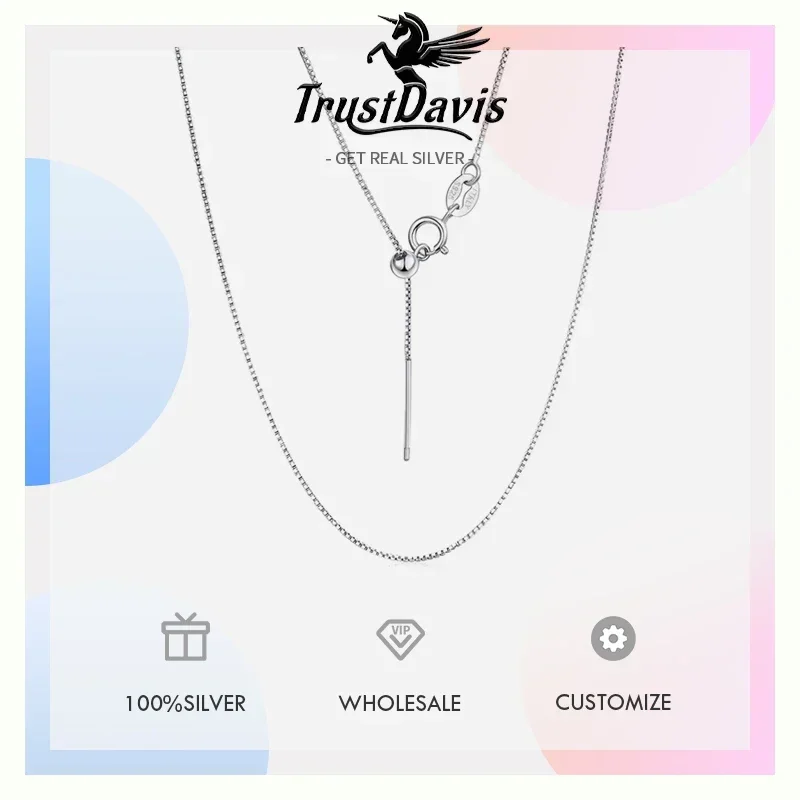 Trustdavis Real 925 Silver Box Cross Chain Fashion Universal Necklace For Women Daily Diy Pendant Necklace Fine Jewelry Dc27 Trustdavis Real 925 Silver Box Cross Chain Fashion Universal Necklace For Women Daily Diy Pendant Necklace Fine Jewelry Dc27 - Image 6