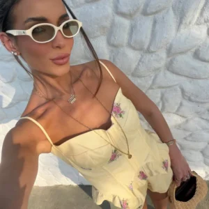 Bandeau-Print Spaghetti-Träger-Shorts Zweiteiler-Set mit formgebendem Korsett und französischem Blumenmuster am Rüschenbund – Sommer 2026 Neues Outfit
