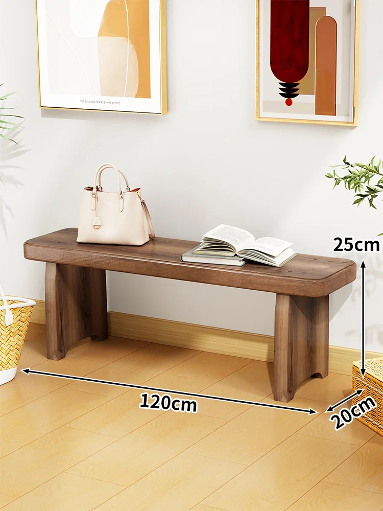 Solid Wood Entryway Bench - Multi-Purpose Stool For Living Room, Sofa Side Table &Amp; Shoe Storage, Rustic Home Decor Solid Wood Entryway Bench - Multi-Purpose Stool For Living Room, Sofa Side Table &Amp; Shoe Storage, Rustic Home Decor - Image 12