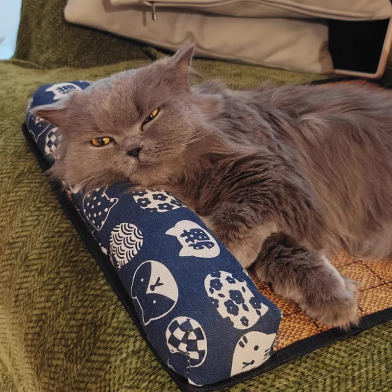 Katzen-Kühlmatte, Sommer-Kühlmatte Für Haustiere, Selbstkühlende Matte, Katzenbettmatte Für Hunde, Indoor-Rattanmatte, Schlafmatte Für Katzen Katzen-Kühlmatte, Sommer-Kühlmatte Für Haustiere, Selbstkühlende Matte, Katzenbettmatte Für Hunde, Indoor-Rattanmatte, Schlafmatte Für Katzen - Image 4