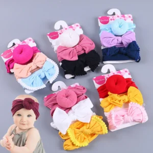 3-teiliges Set minimalistischer Knoten-Haarbänder für Kinder, Mädchen, elastisches Schleifen-Haarband-Set, modische Haaraccessoires
