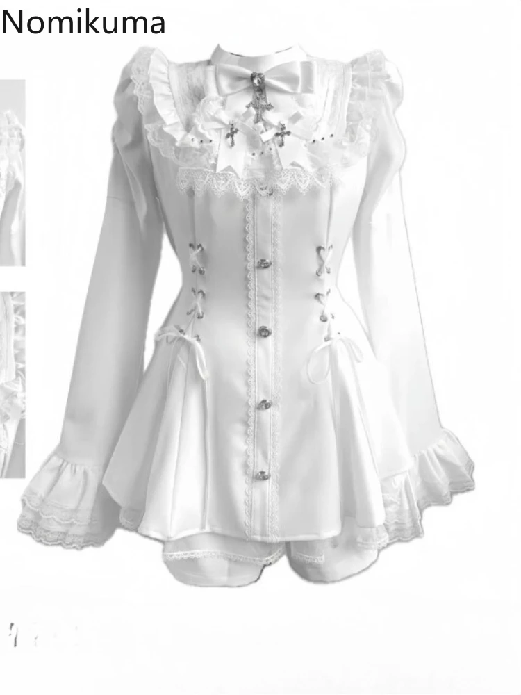 Frauen Kleidung Kleid Anzug Zwei Stück Sets Roupas Femme Lolita Stil Schlanke Taille Bogen Spitze Süße Kleider Outfits Japanische Nette Set Frauen Kleidung Kleid Anzug Zwei Stück Sets Roupas Femme Lolita Stil Schlanke Taille Bogen Spitze Süße Kleider Outfits Japanische Nette Set - Image 2