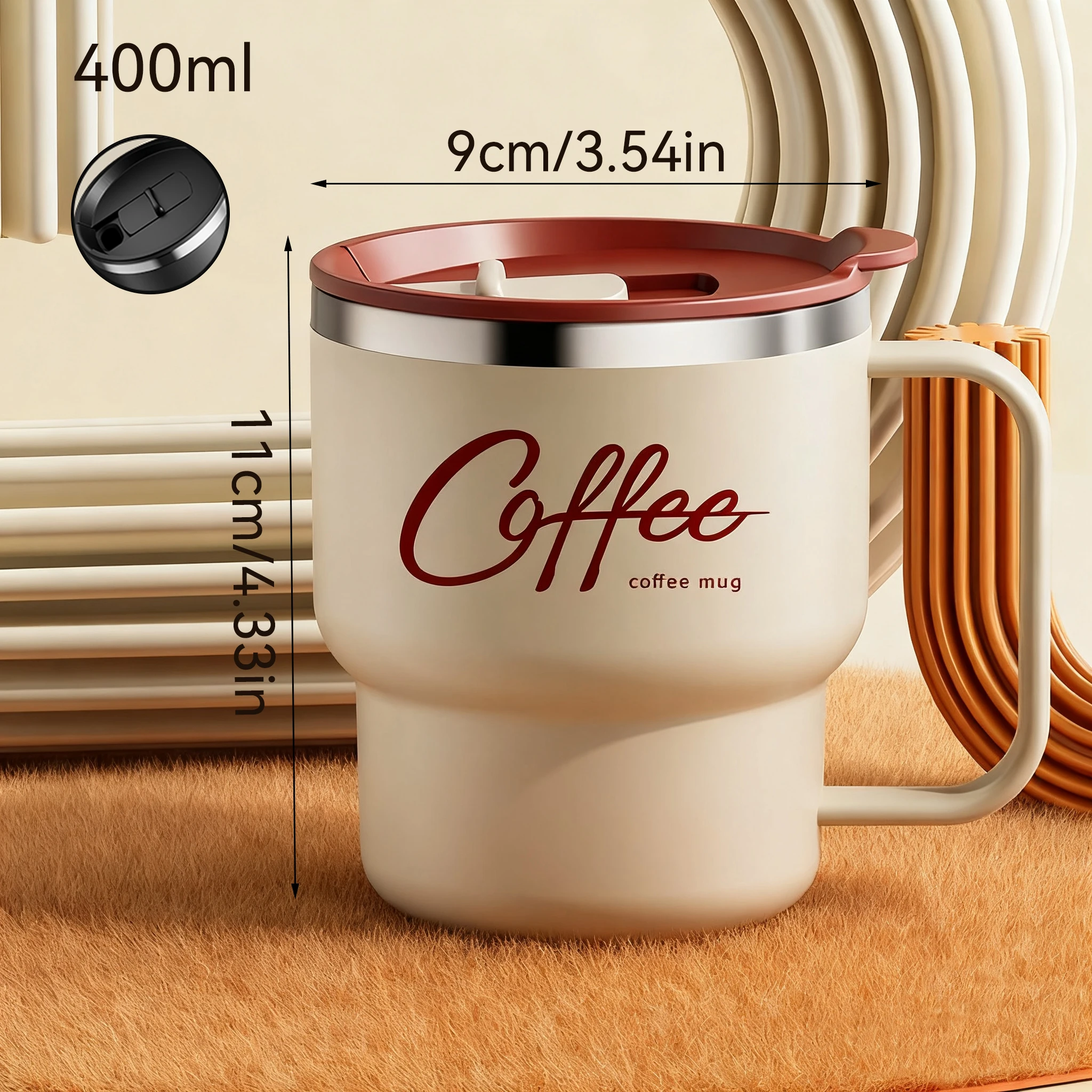 Worthbuy Tragbare Isolierte Kaffeetasse Aus Edelstahl 304, Doppellagiger Milchkaffeebecher, Versiegelter Trinkbecher Für Kaltes Und Heißes Wasser Worthbuy Tragbare Isolierte Kaffeetasse Aus Edelstahl 304, Doppellagiger Milchkaffeebecher, Versiegelter Trinkbecher Für Kaltes Und Heißes Wasser - Image 4
