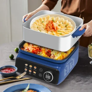 Küchen-Dampfgarer mit 2 Ebenen aus Edelstahl, Multifunktional und Elektrisch