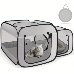 Large Cat Enclosure - Freestanding Design, Portable Indoor/Outdoor Pet Fence, Outdoor Cat Play Area