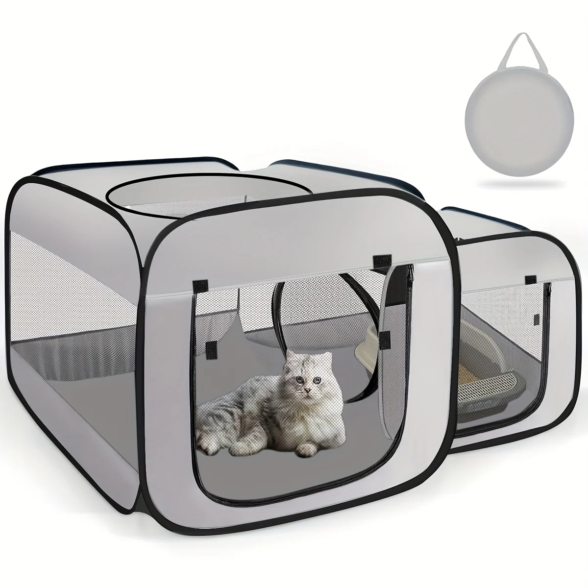 Large Cat Enclosure - Freestanding Design, Portable Indoor/Outdoor Pet Fence, Outdoor Cat Play Area Large Cat Enclosure - Freestanding Design, Portable Indoor/Outdoor Pet Fence, Outdoor Cat Play Area