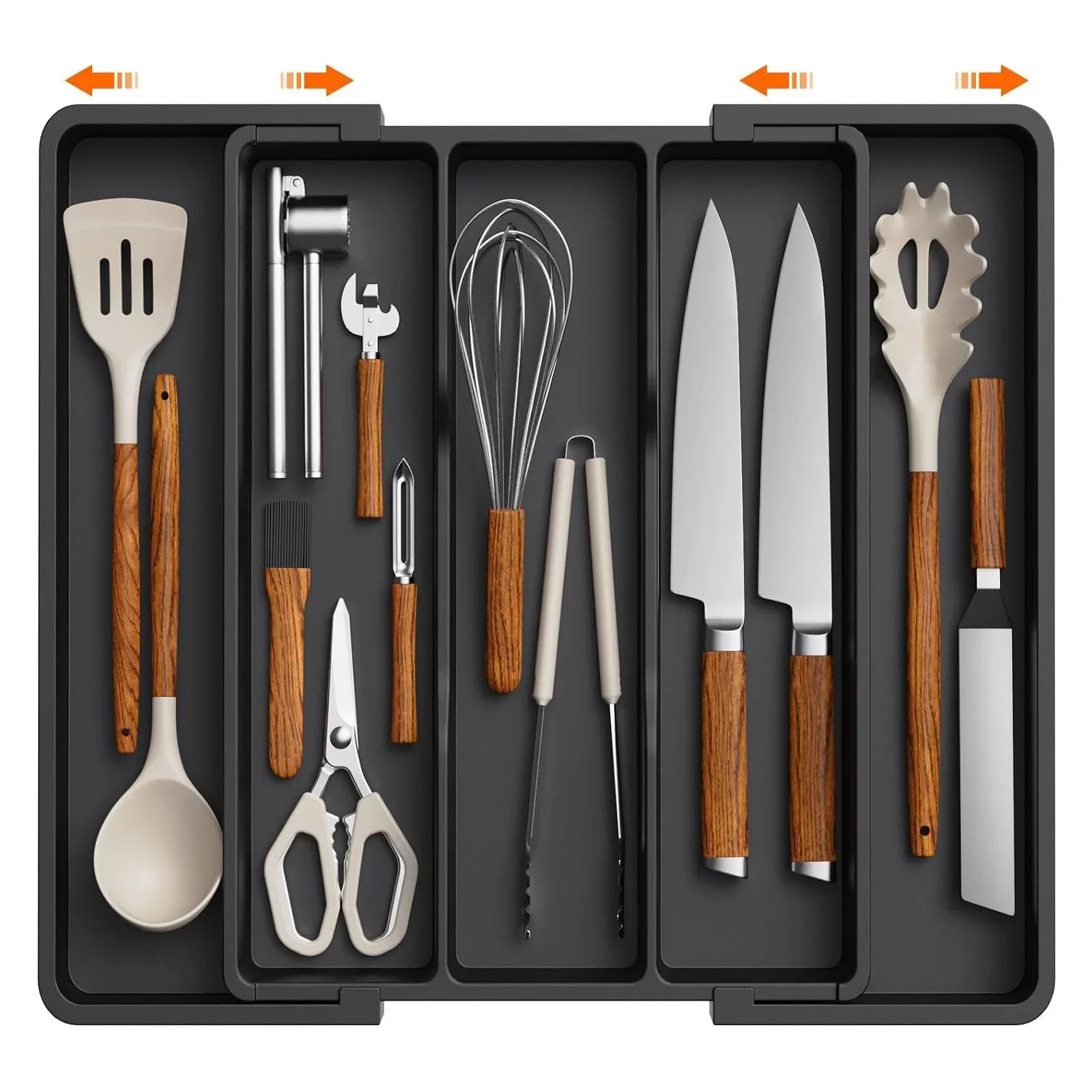 Küchenbesteck-Schubladen-Organizer, Erweiterbares Utensilien-Tablett, Verstellbar Für Löffel, Gabeln, Messer, Besteck- Und Besteck-Organizer Küchenbesteck-Schubladen-Organizer, Erweiterbares Utensilien-Tablett, Verstellbar Für Löffel, Gabeln, Messer, Besteck- Und Besteck-Organizer