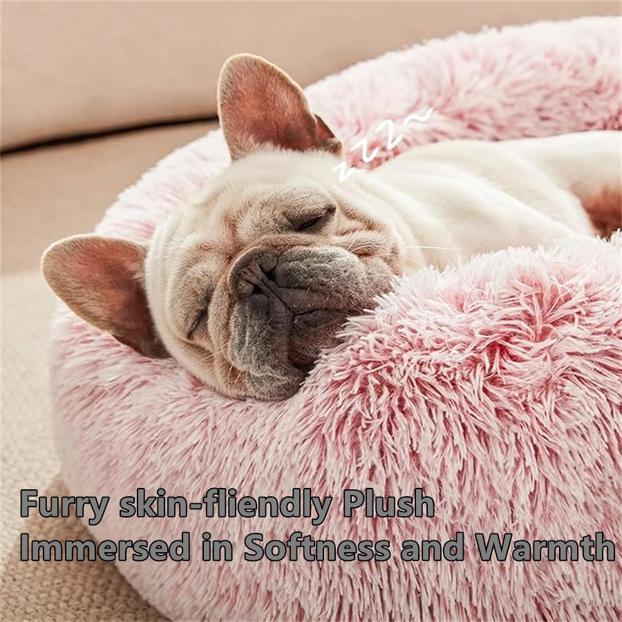 Soft Pet Cat Bed Pad Plush Warm Faux Fur Dog Calm Bed Donut Round Bed Comfortable Sleeping Washable For Small Medium Dog And Cat Soft Pet Cat Bed Pad Plush Warm Faux Fur Dog Calm Bed Donut Round Bed Comfortable Sleeping Washable For Small Medium Dog And Cat - Image 2