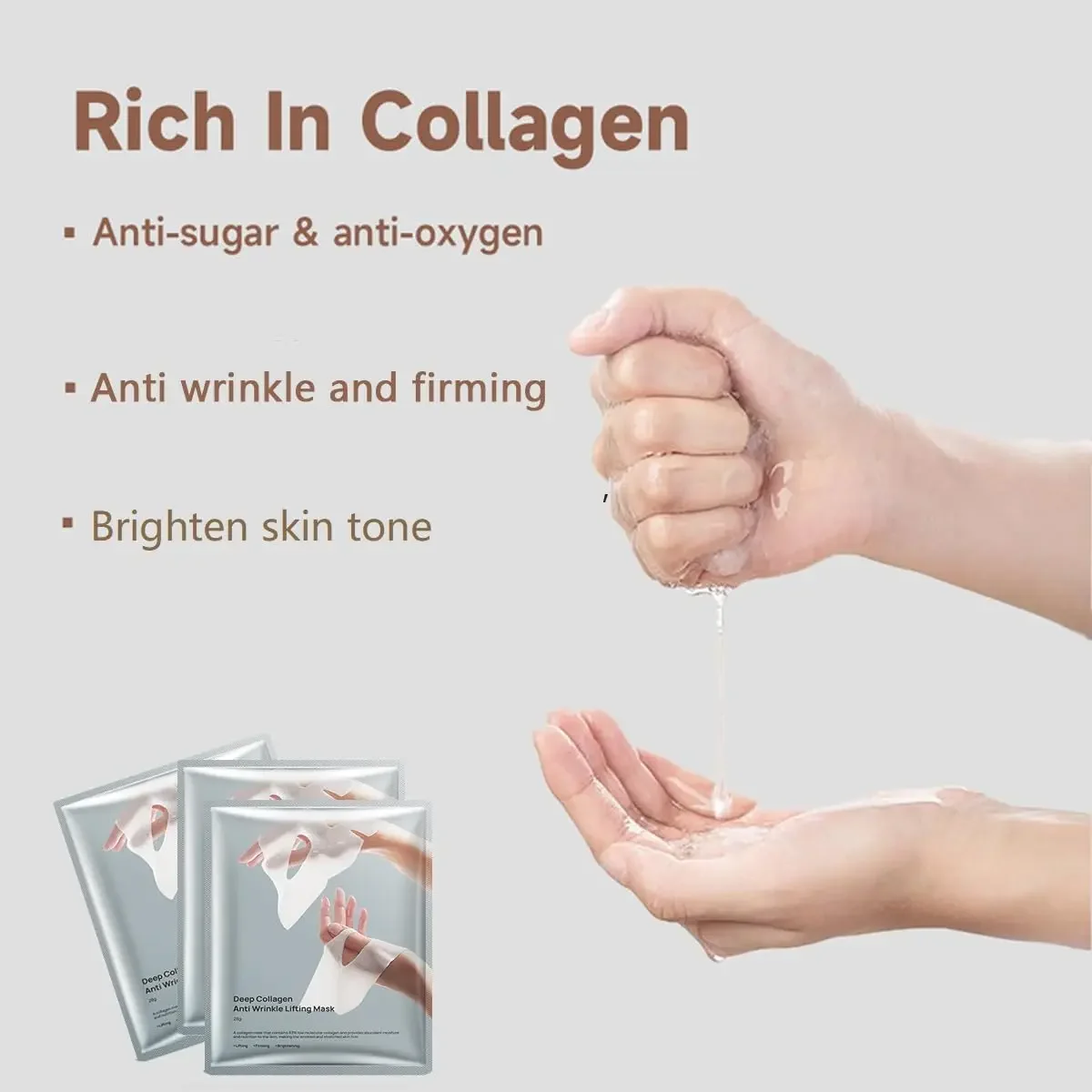 Tiefenkollagen-Anti-Falten-Lifting-Maske, Kollagen-Gesichtsmaske Über Nacht, Tiefe Kollagenmaske Zum Anheben, Straffung, Feuchtigkeit (5Er-Pack) Tiefenkollagen-Anti-Falten-Lifting-Maske, Kollagen-Gesichtsmaske Über Nacht, Tiefe Kollagenmaske Zum Anheben, Straffung, Feuchtigkeit (5Er-Pack) - Image 3