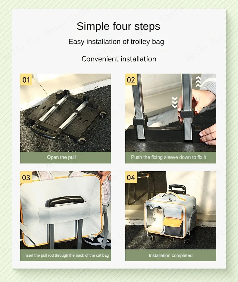 Cat Carrier Bag Pet Trolley Case Small Dog Luggage Bags Portable Cat Backpack Pushable Shoulder/Portable/Diagonal Bag Detachable Cat Carrier Bag Pet Trolley Case Small Dog Luggage Bags Portable Cat Backpack Pushable Shoulder/Portable/Diagonal Bag Detachable - Image 23