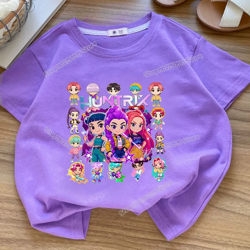 Summre Girl Kpop Demon Hunters Kleidung Rumi Mira Zoey Kurzarm-T-Shirt Für Kinder, Sommer, Lässige Oberteile, Cartoon-T-Shirt Aus Baumwolle Für Kleinkinder Summre Girl Kpop Demon Hunters Kleidung Rumi Mira Zoey Kurzarm-T-Shirt Für Kinder, Sommer, Lässige Oberteile, Cartoon-T-Shirt Aus Baumwolle Für Kleinkinder - Image 12