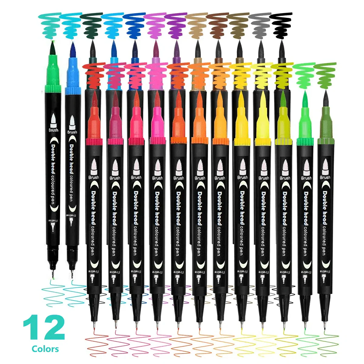 12-Teiliges Doppelseitiges Kunstmarkierungsstift-Set, Geeignet Für Künstler-Fein- Und Pinsel-Markierungsmarkierungen, Zufällige Farben 12-Teiliges Doppelseitiges Kunstmarkierungsstift-Set, Geeignet Für Künstler-Fein- Und Pinsel-Markierungsmarkierungen, Zufällige Farben