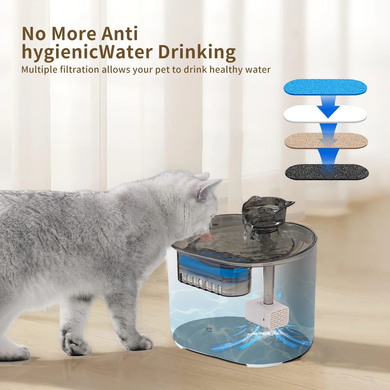 Katze Wasser Brunnen Auto Umlauf Filtring Katzen Hund Wasser Dispenser Usb Elektrische Stumm Pumpe Katze Ohr Haustier Katzen Trinkbrunnen Katze Wasser Brunnen Auto Umlauf Filtring Katzen Hund Wasser Dispenser Usb Elektrische Stumm Pumpe Katze Ohr Haustier Katzen Trinkbrunnen - Image 5