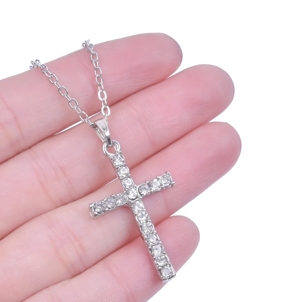 Women Necklace Jewelry Chain Fashion Cross With Rhinestone Pendant Necklace Stainless Steel Choke Ring Women Accessories New Women Necklace Jewelry Chain Fashion Cross With Rhinestone Pendant Necklace Stainless Steel Choke Ring Women Accessories New - Image 3