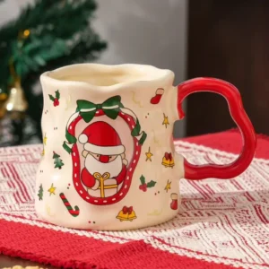 Weihnachts-Keramikbecher-Set, 380 ml festliche Becher mit Schneemann-/Weihnachtsmann-/Baummustern, süßes Design, ideales Weihnachtsgeschenk und Trinkgeschirr, 4 Styl