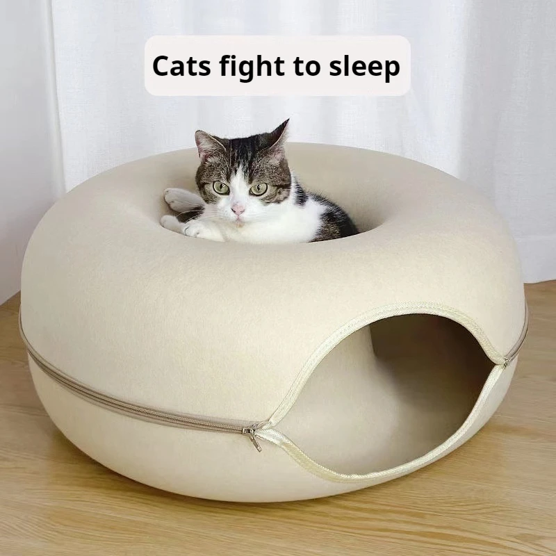 Katzen-Donut-Tunnelbett Für Drinnen, Abnehmbar, Waschbar, Aus Filz, Katzenhöhle, Interaktives Spiel- Und Ruhenest, Geeignet Für Haushalte Mit Mehreren Katzen Katzen-Donut-Tunnelbett Für Drinnen, Abnehmbar, Waschbar, Aus Filz, Katzenhöhle, Interaktives Spiel- Und Ruhenest, Geeignet Für Haushalte Mit Mehreren Katzen