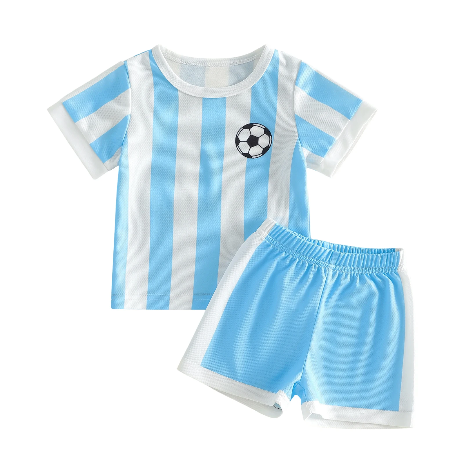 Kleinkind Baby Fußball-Outfit Verschiedene Team-Designs Rundhals Kurzarm Trikot Und Shorts 2-Teiliges Set Kleinkind Baby Fußball-Outfit Verschiedene Team-Designs Rundhals Kurzarm Trikot Und Shorts 2-Teiliges Set – Bild 7