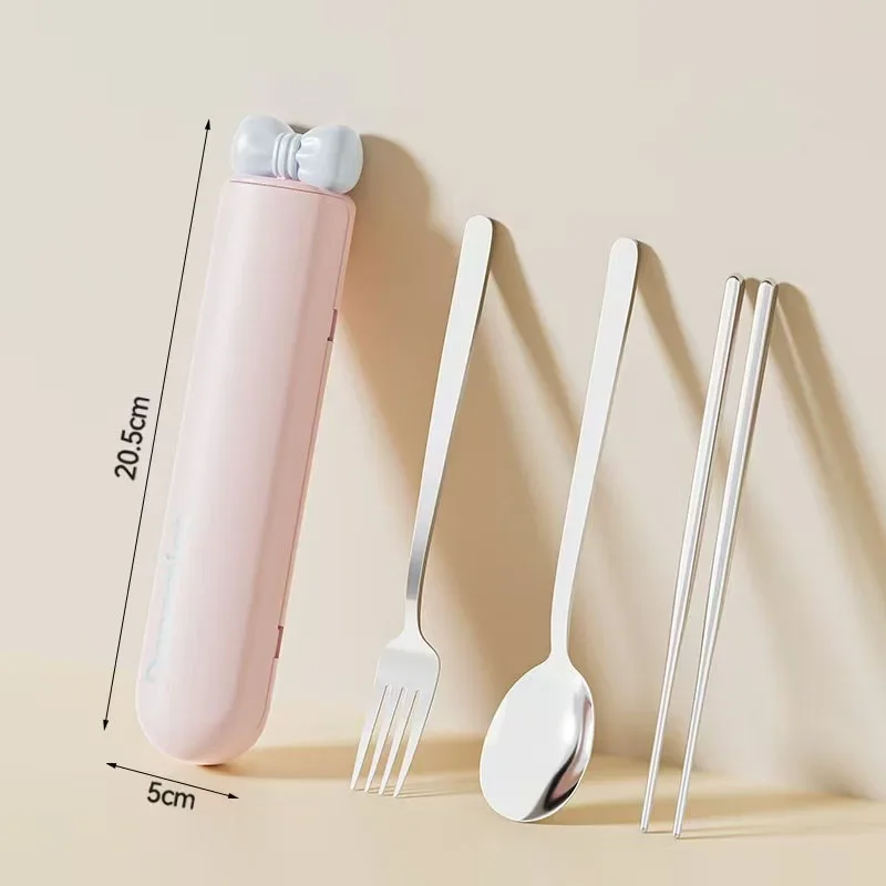 2/3-Teiliges Tragbares Besteckset, Langlebige Gabel, Löffel Und Stäbchen Aus Edelstahl, Bogenförmiges Design Für Picknicks Und Geburtstagsgeschenke 2/3-Teiliges Tragbares Besteckset, Langlebige Gabel, Löffel Und Stäbchen Aus Edelstahl, Bogenförmiges Design Für Picknicks Und Geburtstagsgeschenke - Image 4
